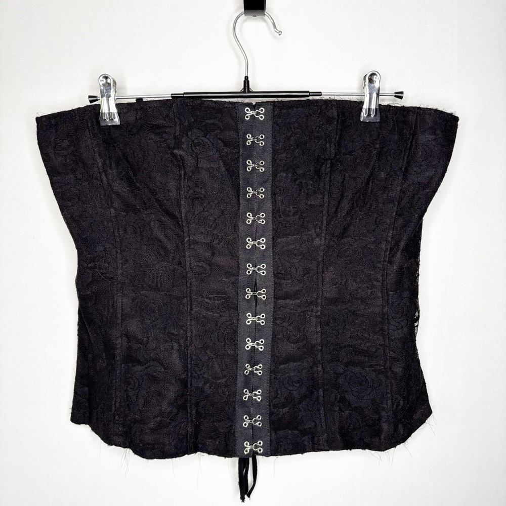 Royal Bones by Daang Black Lace Under Bust Corset Size XXL Hook Eye Front - Picture 3 of 10